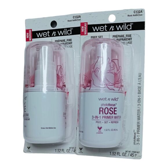 Lot of 2 Wet n Wild Photo Focus 3-in-1 Make Up Primer Rose Addiction Brand New - Picture 4 of 4